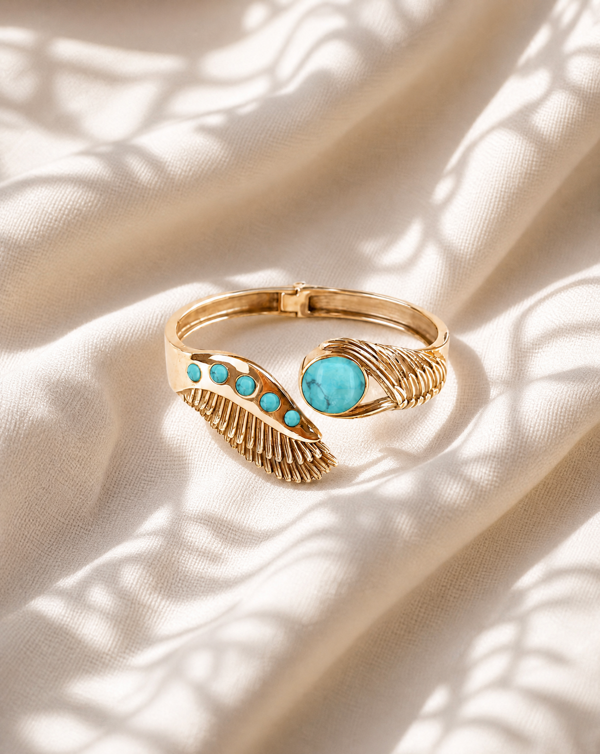 Majestic Winged Turquoise Bracelet — Gold