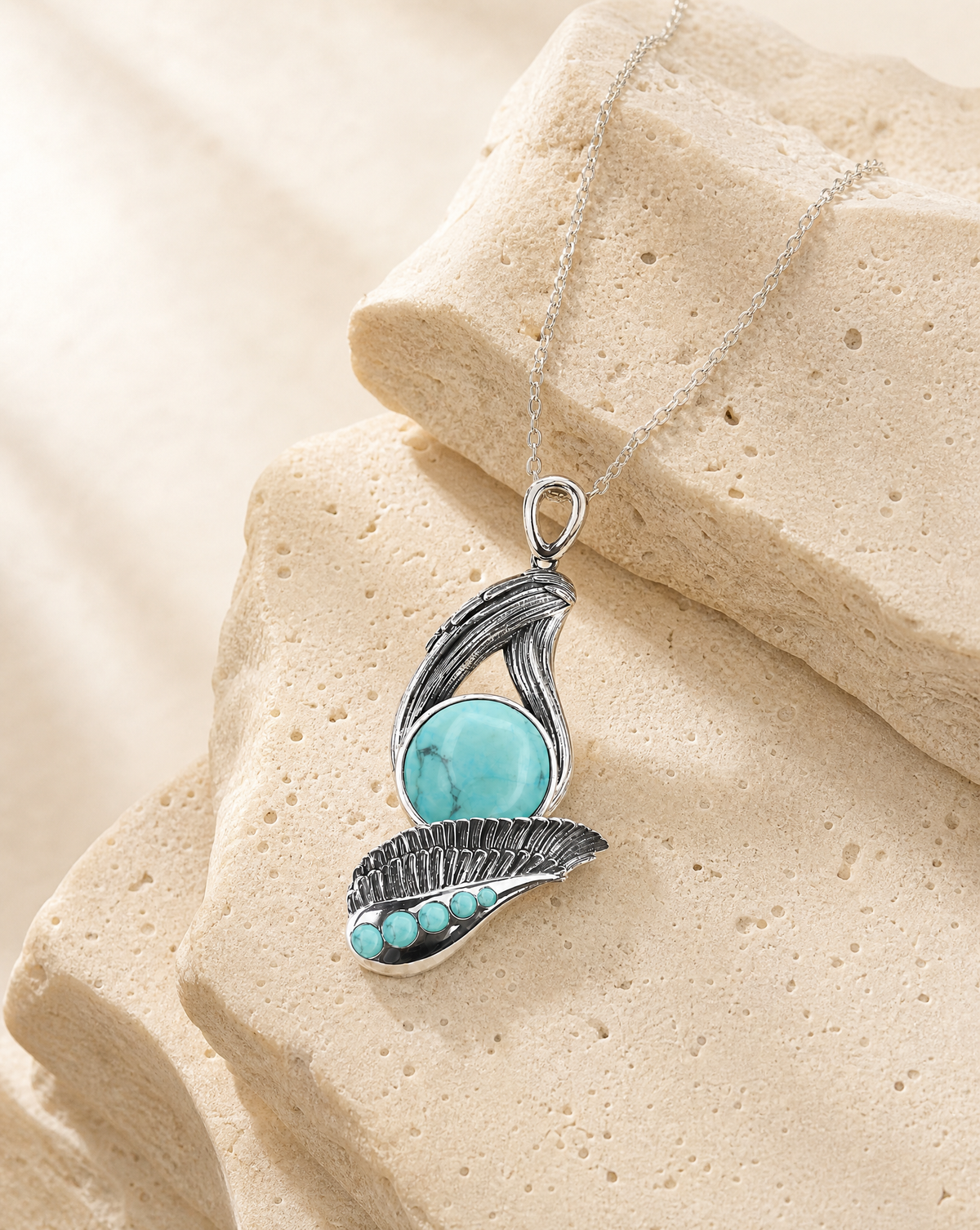 Majestic Turquoise Pendant — Silver