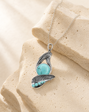 Majestic Turquoise Pendant — Silver