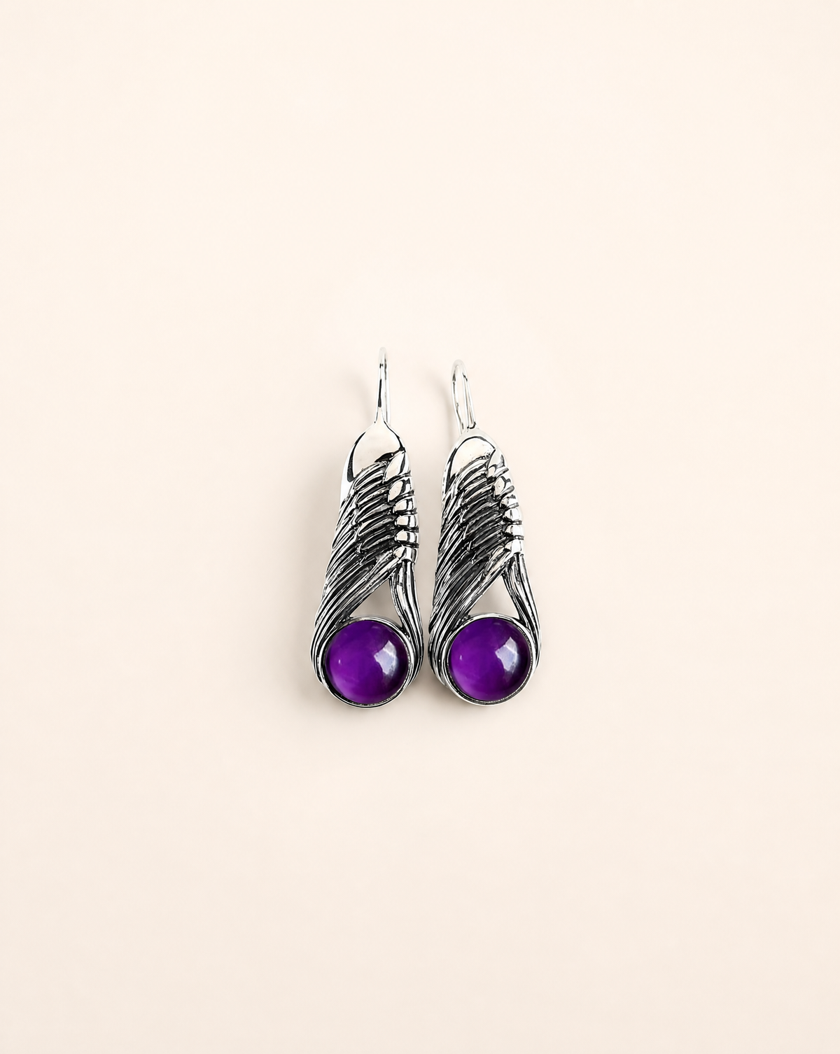 Moonbeams Amethyst Earrings — Silver-1