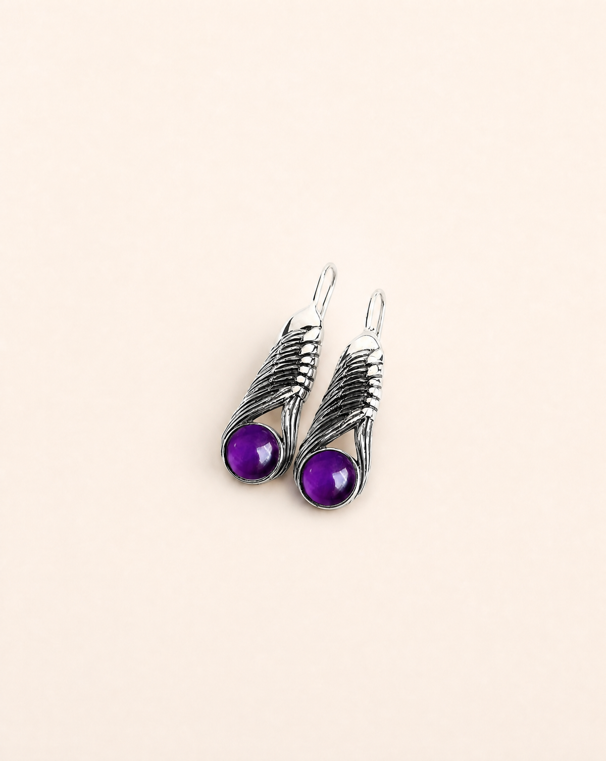 Moonbeams Amethyst Earrings — Silver-2