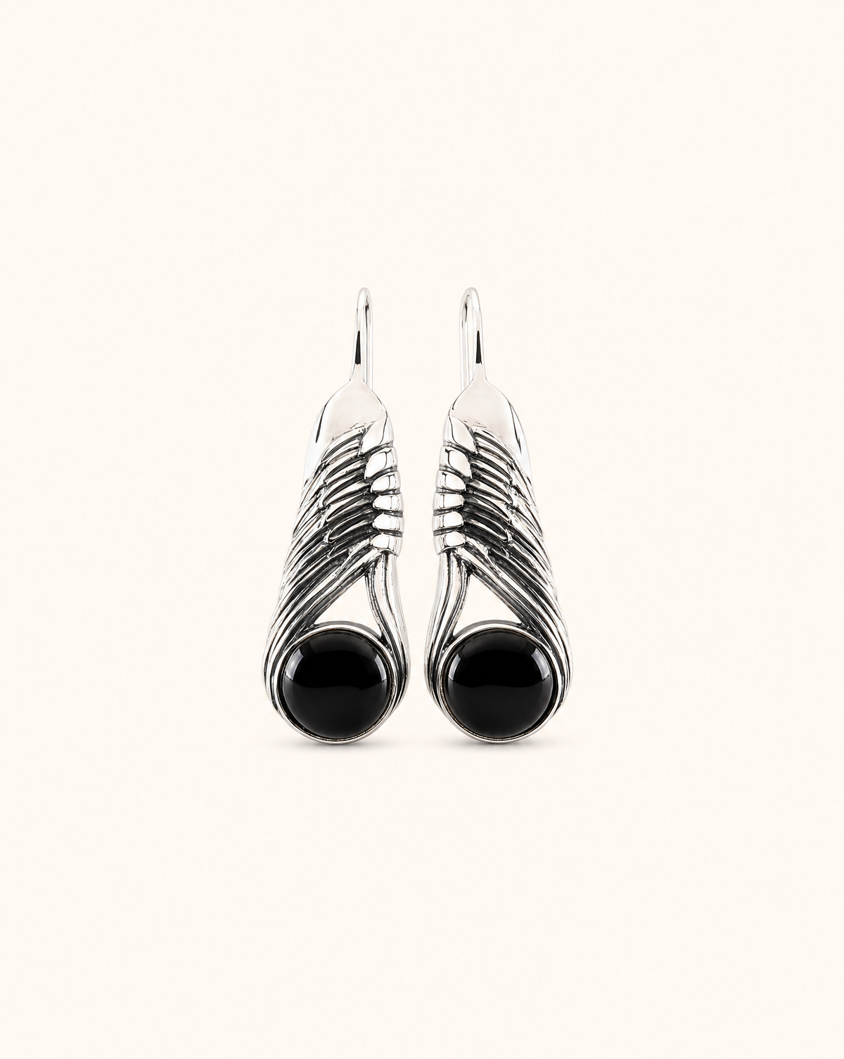 Moonbeams Black Tourmaline Earrings — Silver