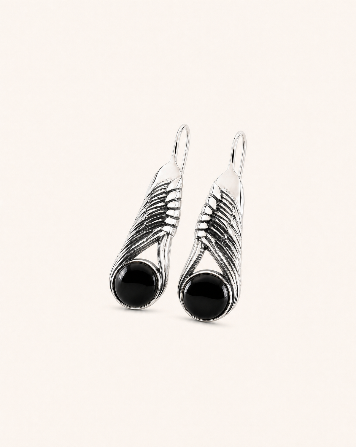 Moonbeams Black Tourmaline Earrings — Silver-2