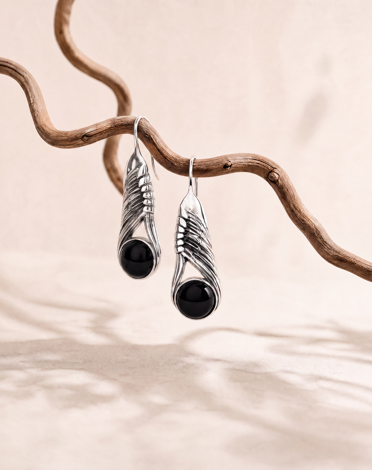 Moonbeams Black Tourmaline Earrings — Silver-4