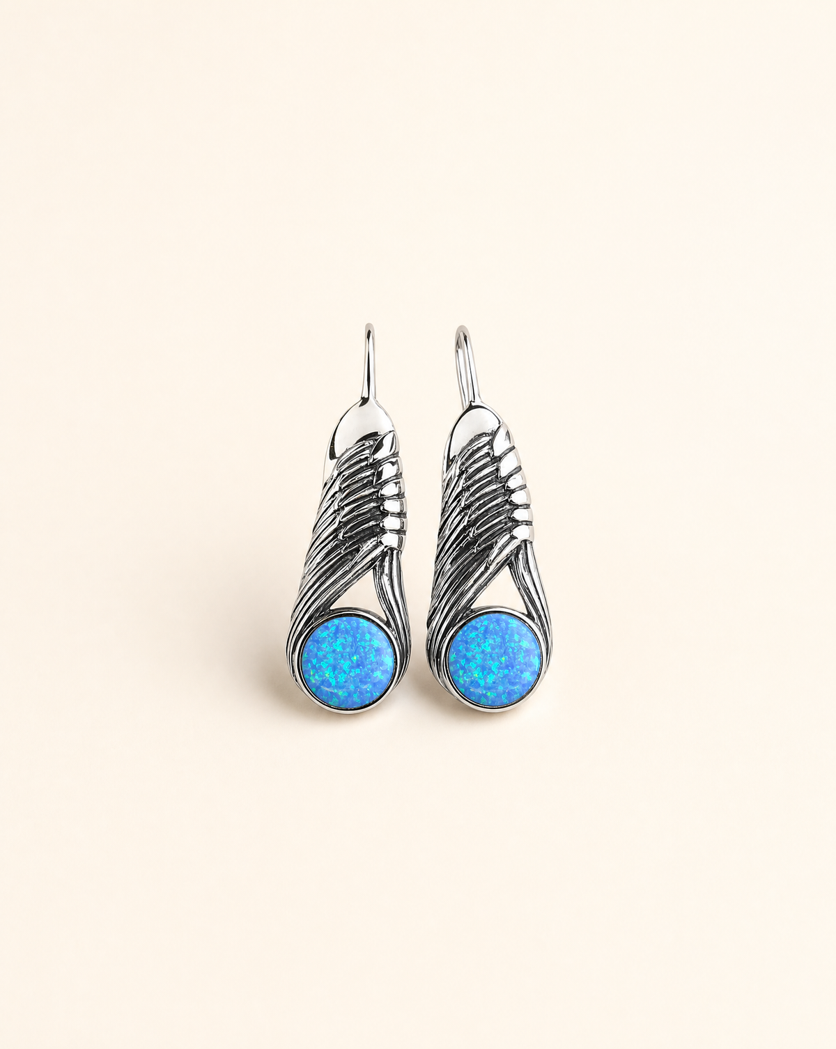 Moonbeams Blue Opal Earrings — Silver-1