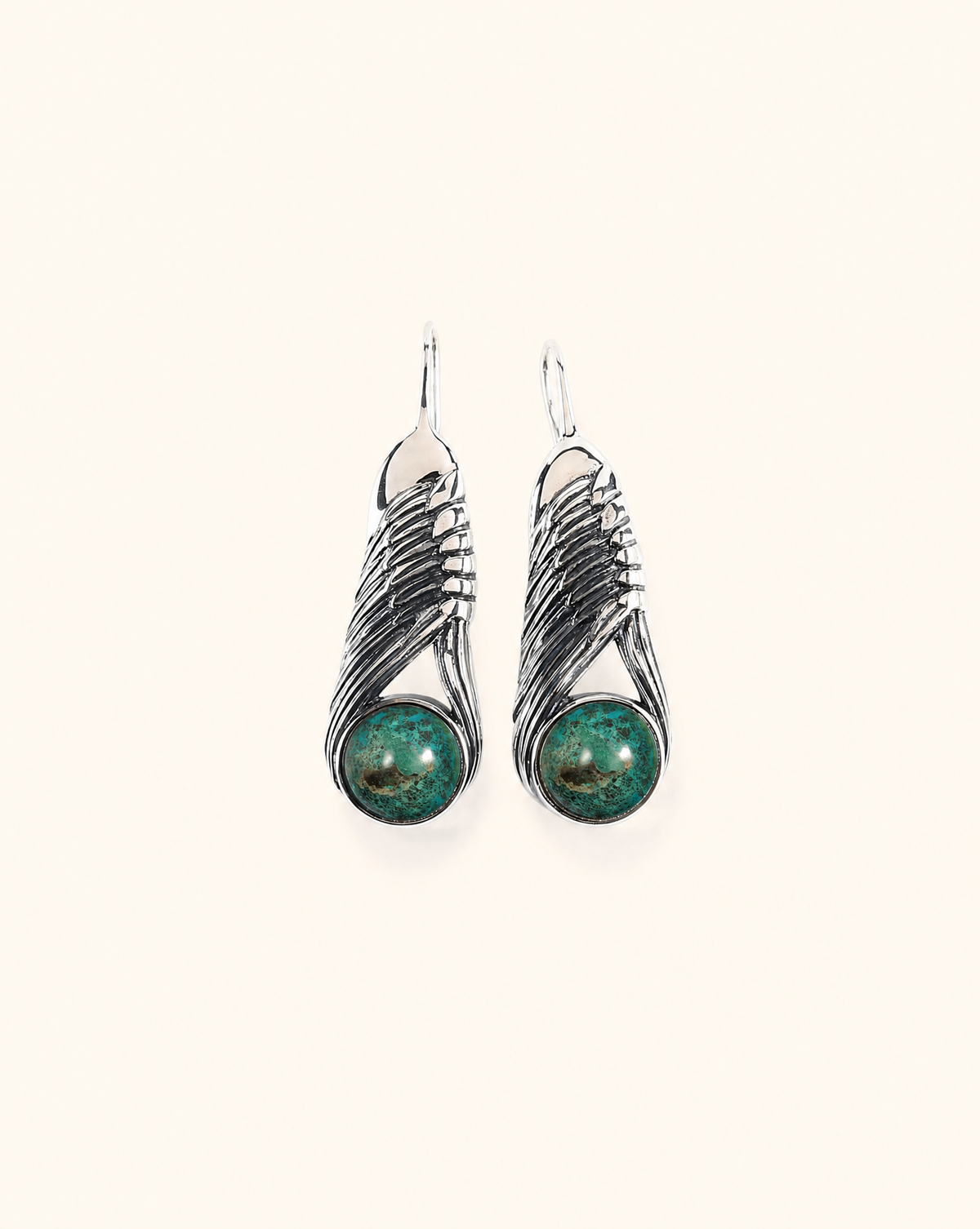 Moonbeams Chrysocolla Earrings — Silver