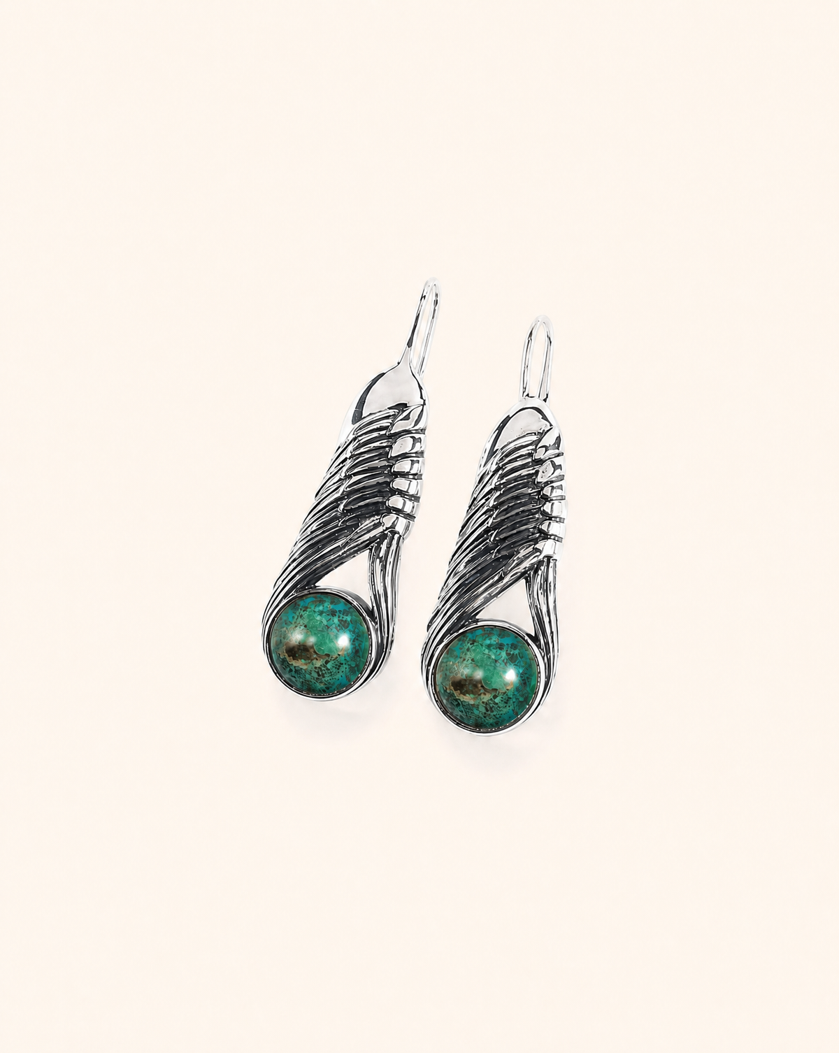 Moonbeams Chrysocolla Earrings — Silver-2