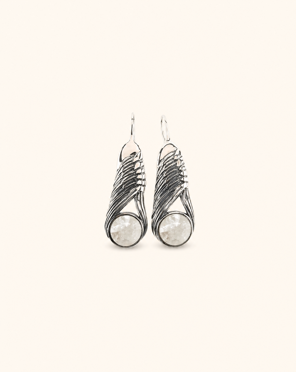 Moonbeams Clear Quartz Earrings — Silver