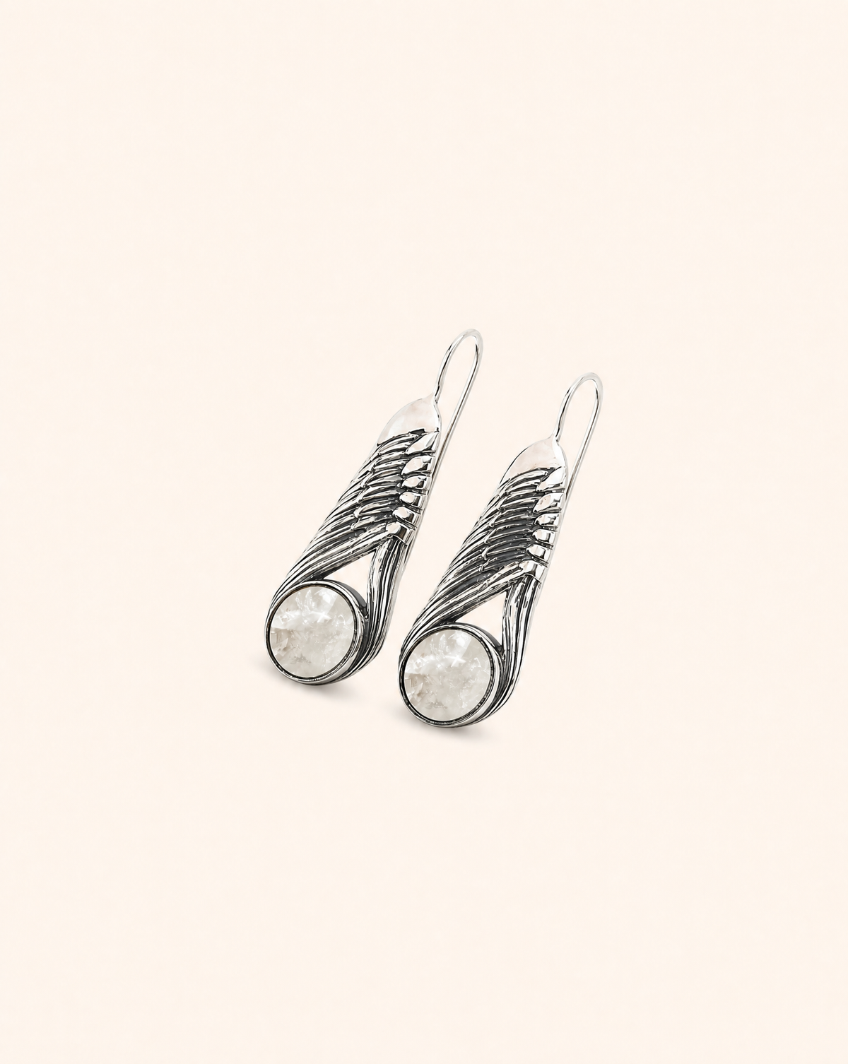 Moonbeams Clear Quartz Earrings — Silver-2