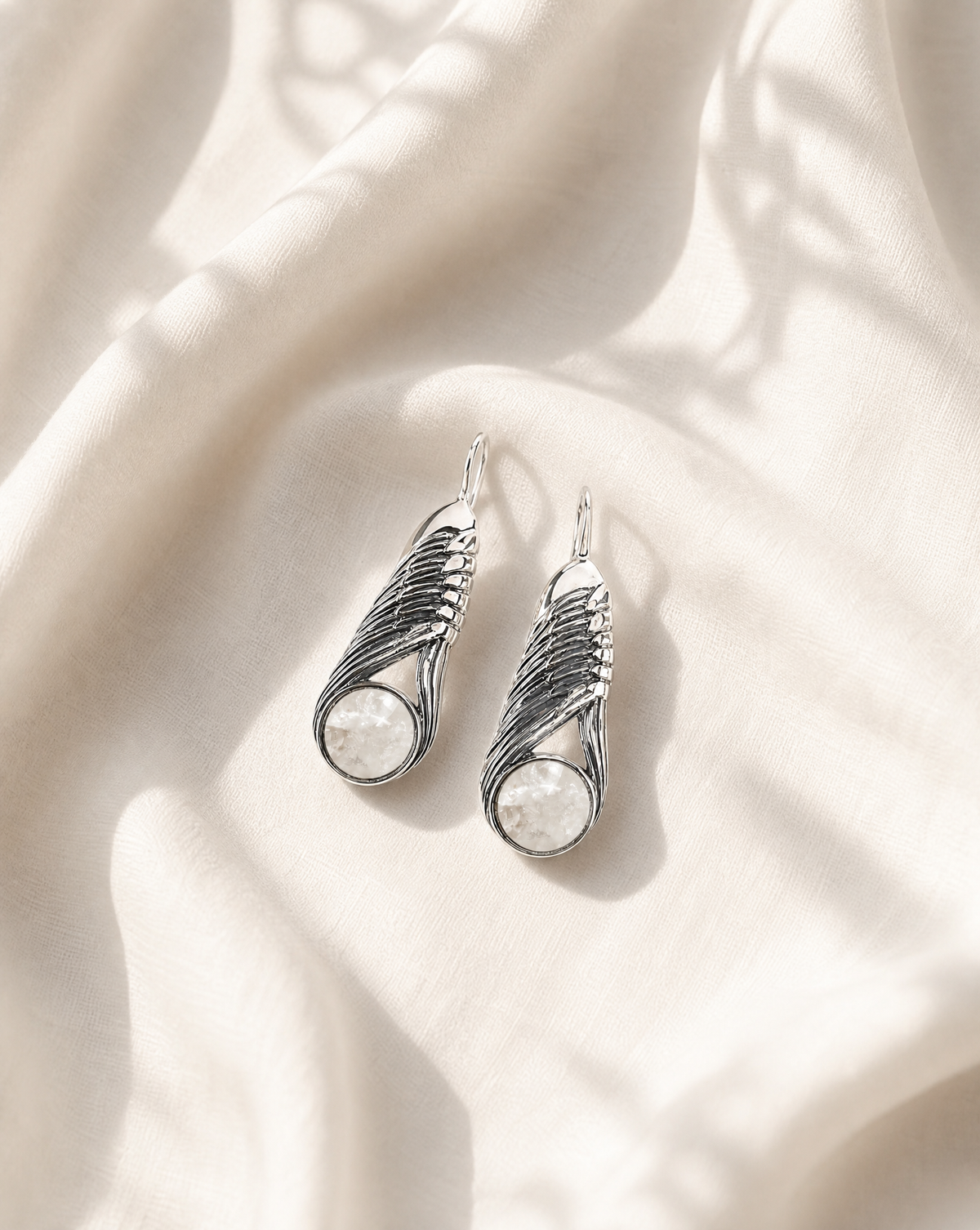 Moonbeams Clear Quartz Earrings — Silver-3