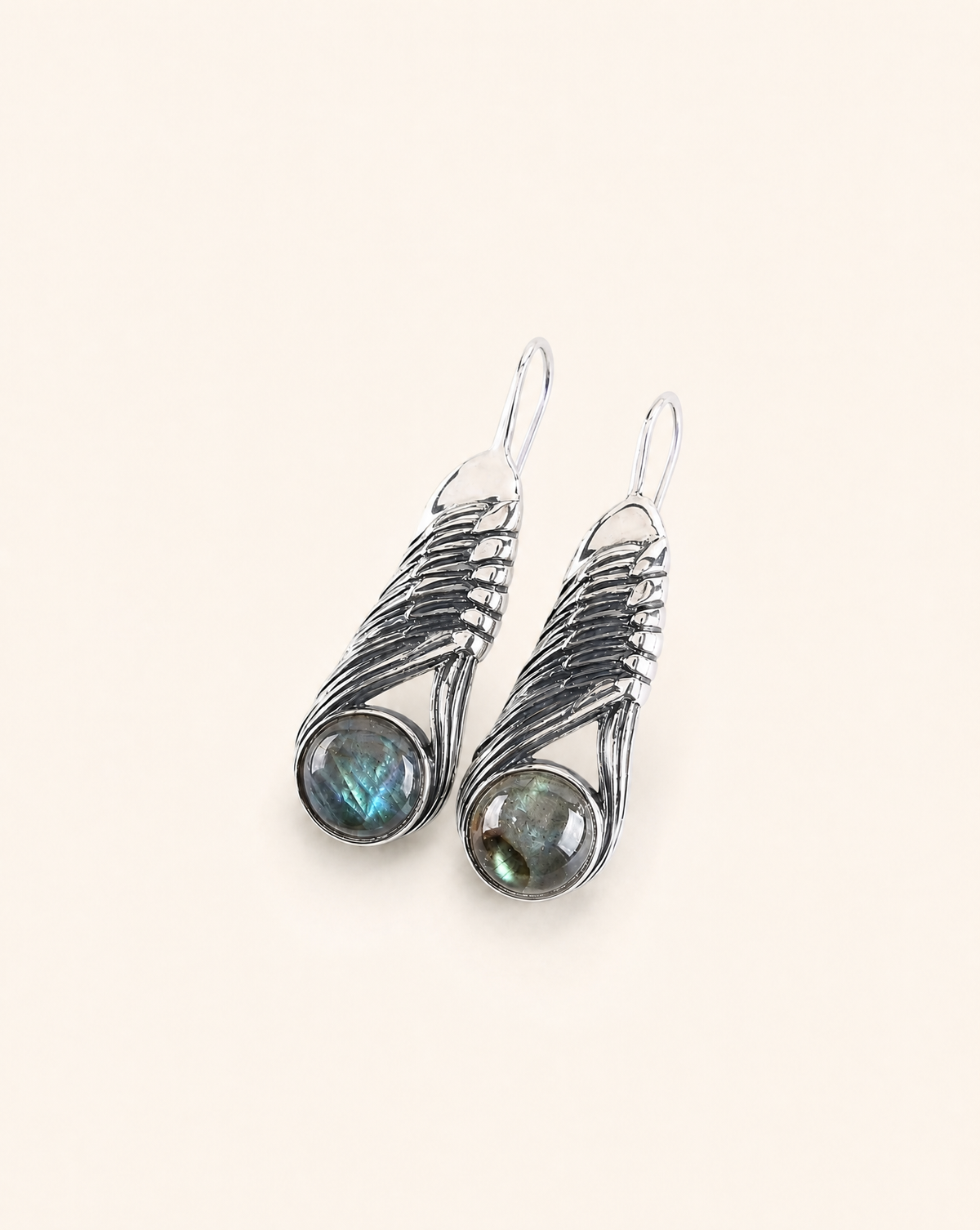 Moonbeams Labradorite Earrings — Silver-2