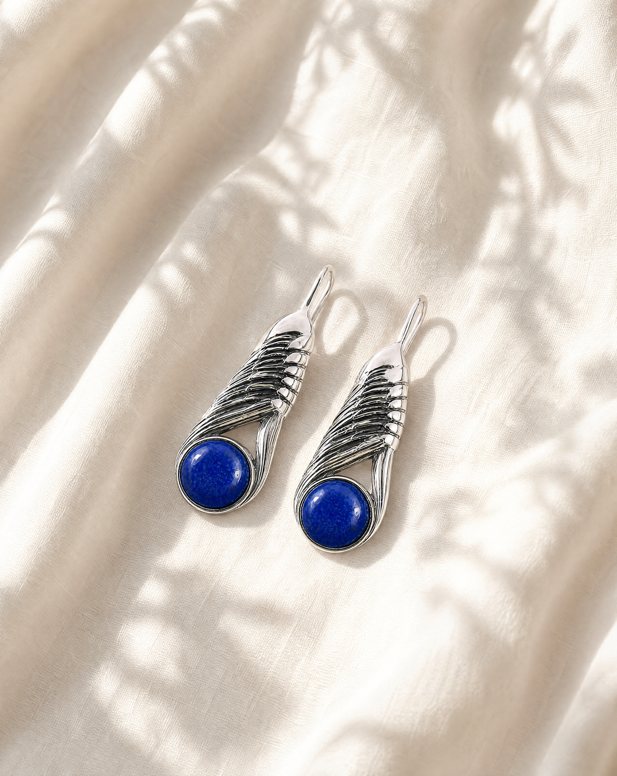 Moonbeams Lapis Earrings — Silver-3