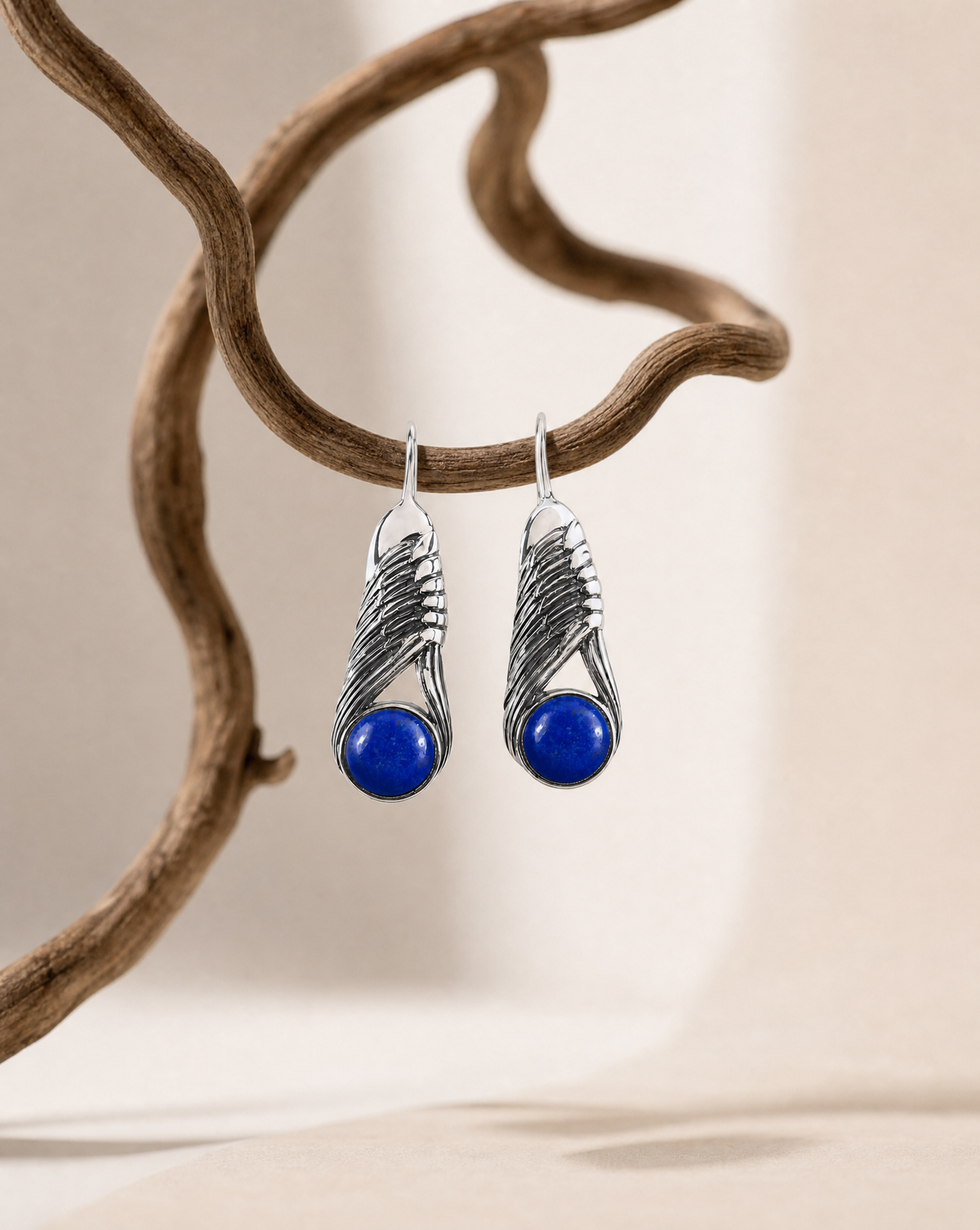 Moonbeams Lapis Earrings — Silver-4