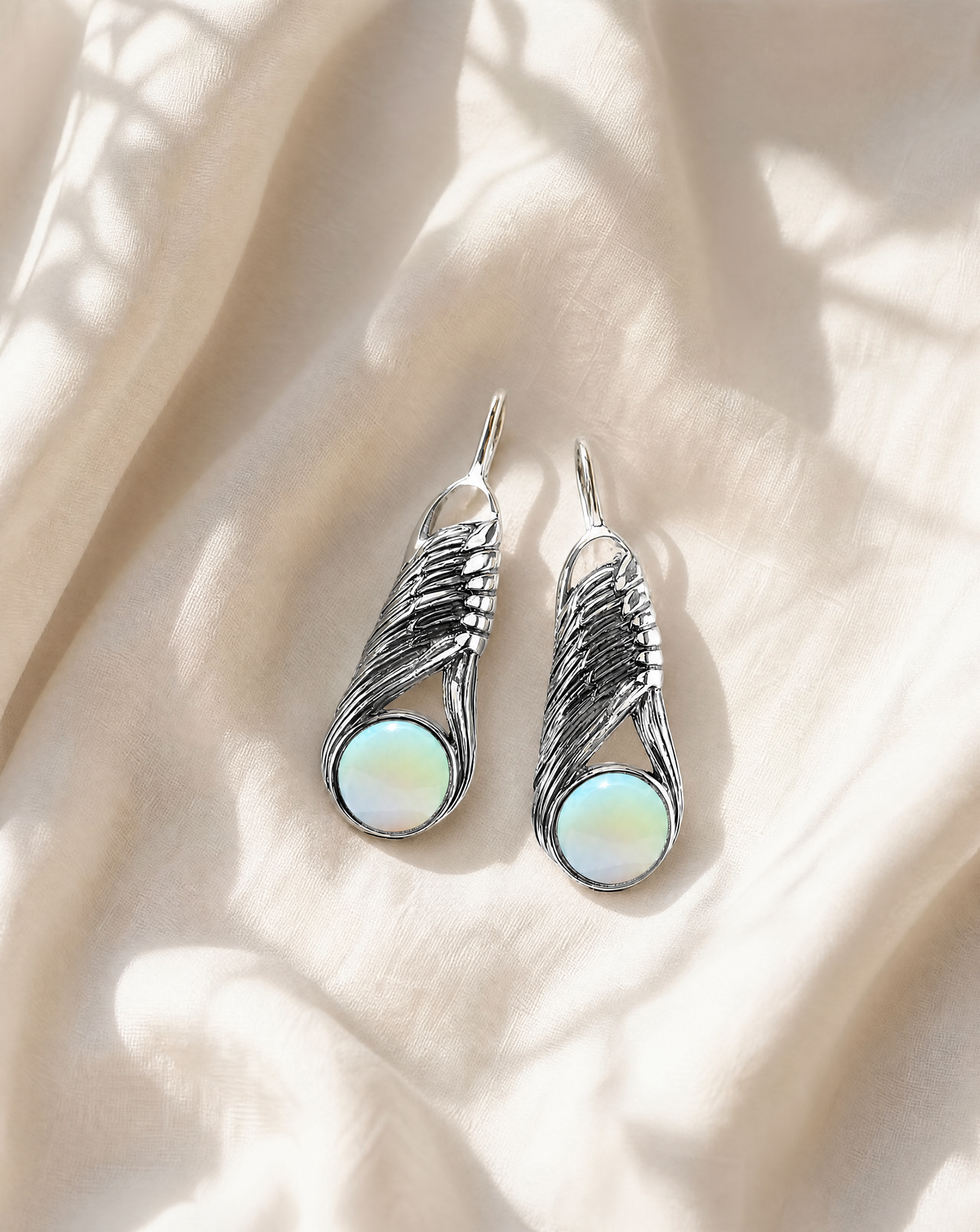 Moonbeams Opalite Earrings — Silver-3