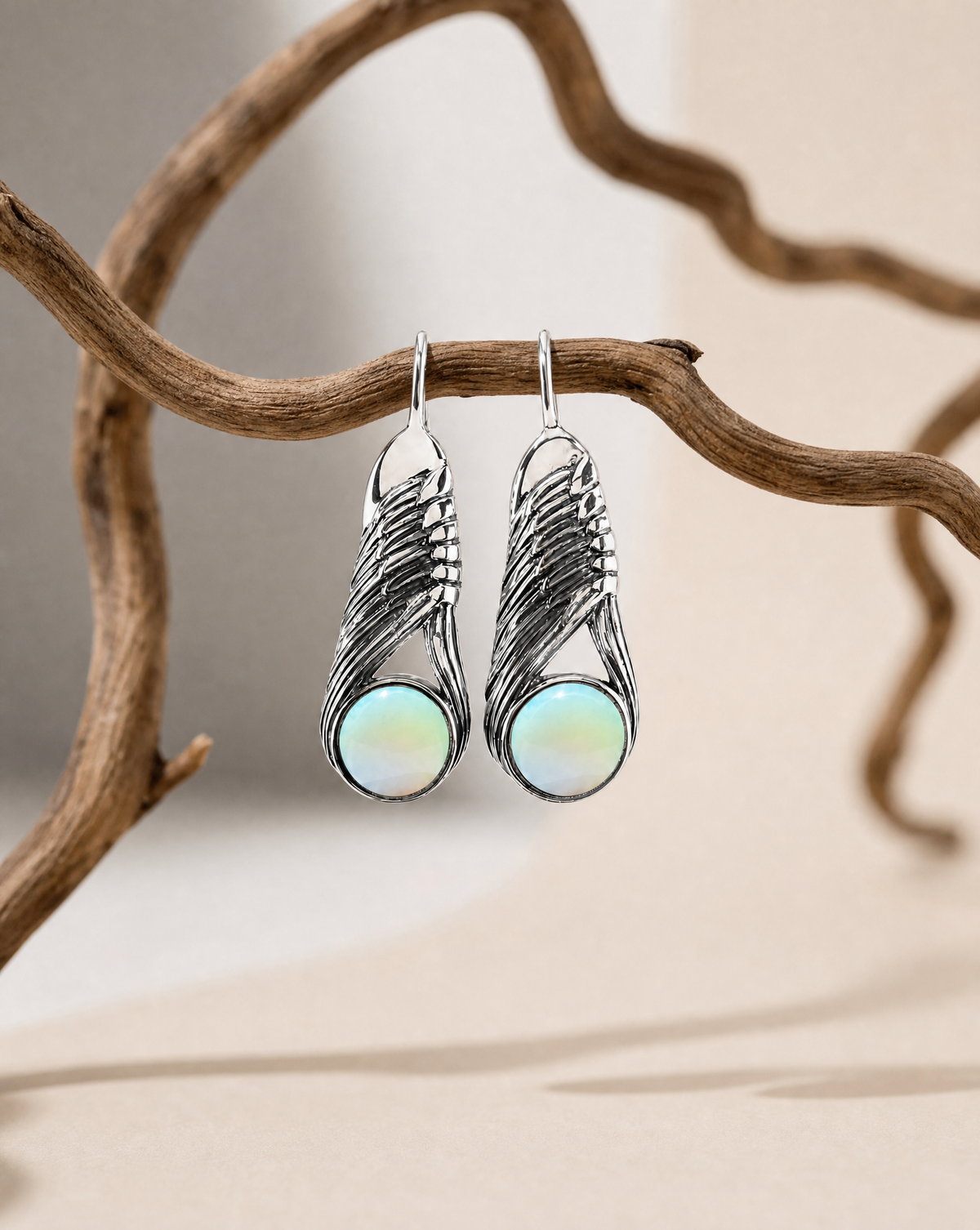 Moonbeams Opalite Earrings — Silver-4