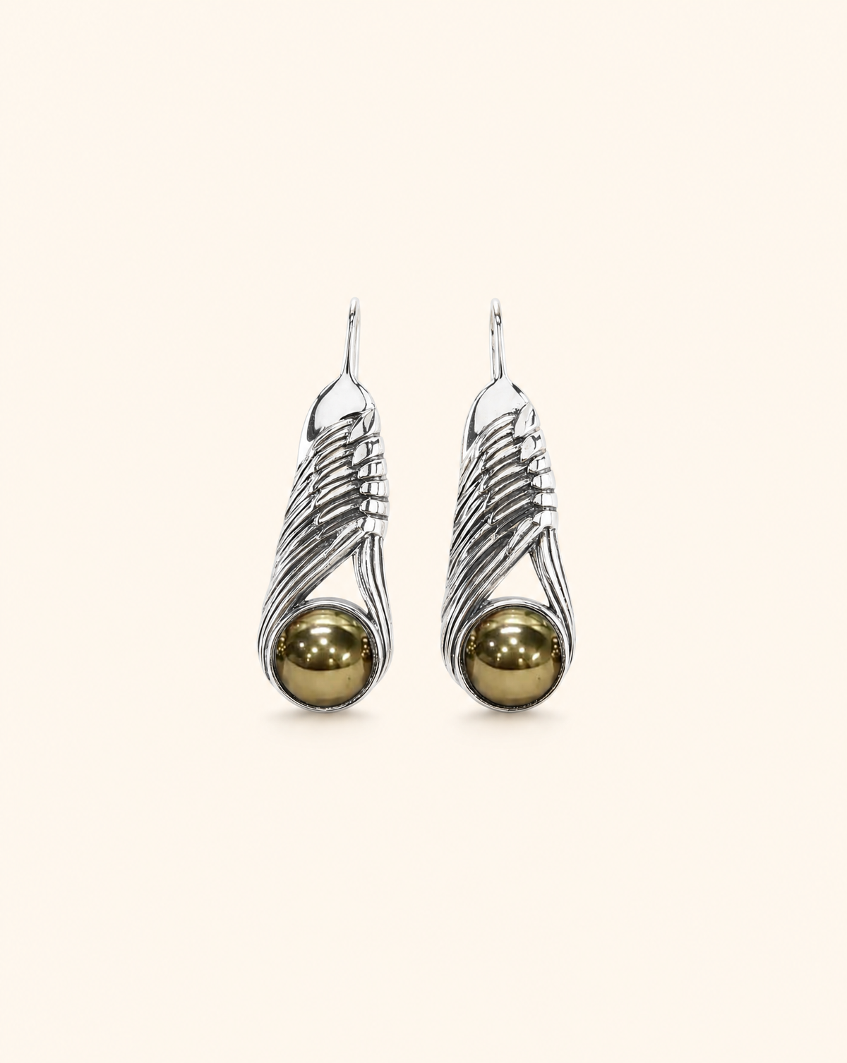Moonbeams Pyrite Earrings — Silver