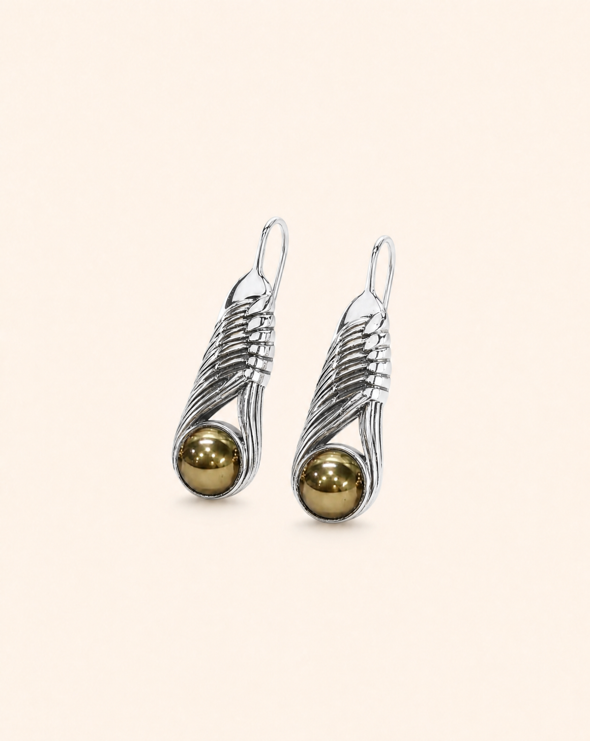 Moonbeams Pyrite Earrings — Silver-4