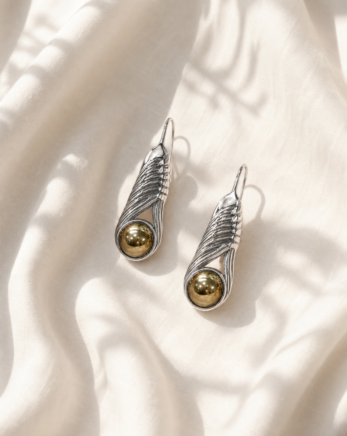 Moonbeams Pyrite Earrings — Silver-3