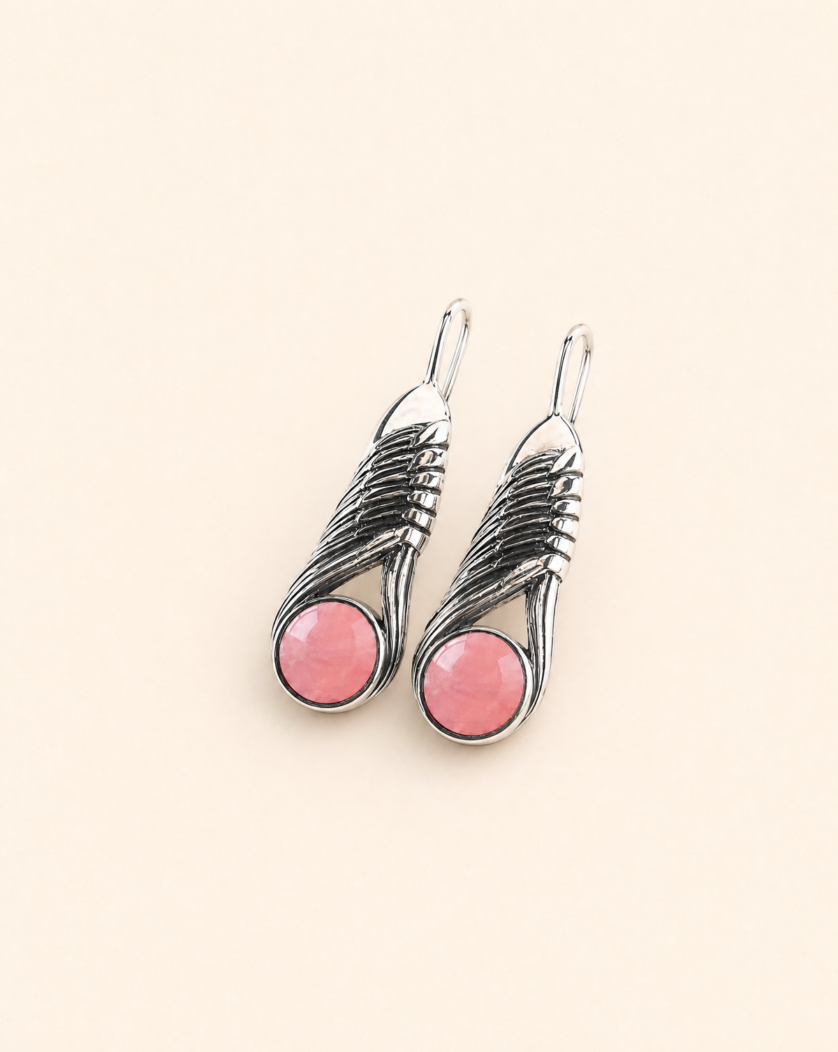 Moonbeams Rose Quartz Earrings — Silver-2