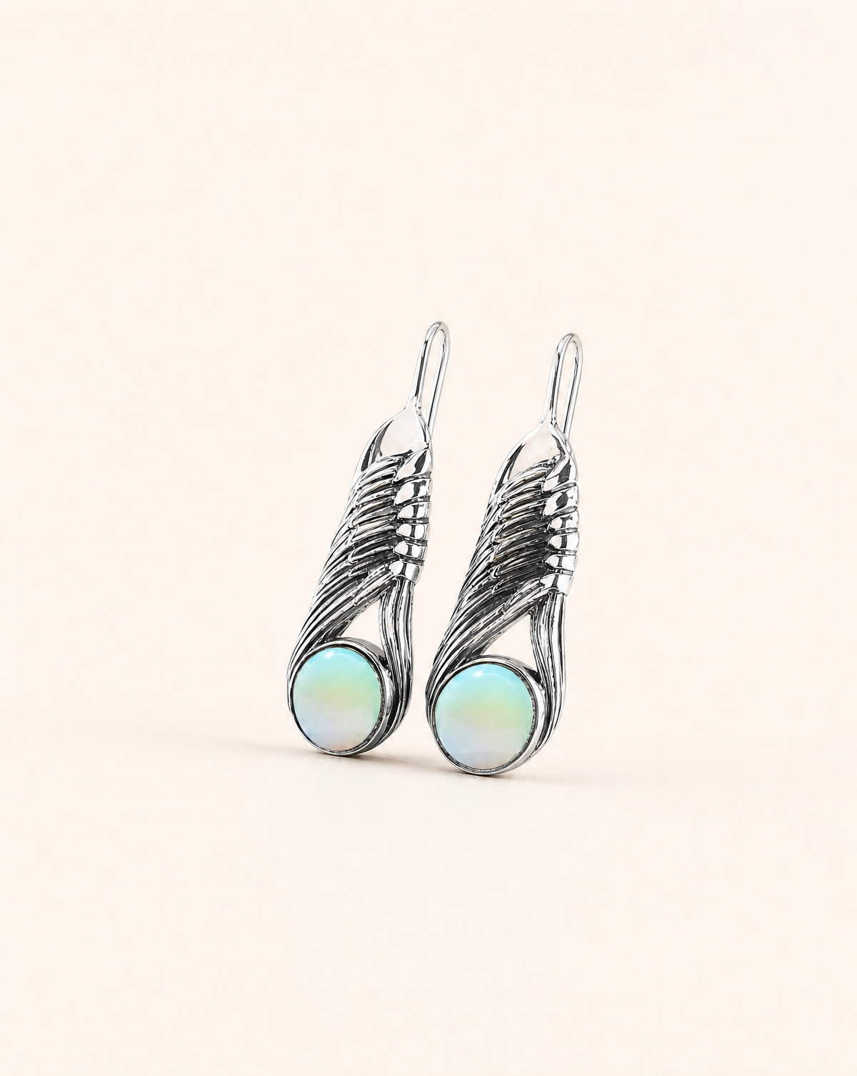 Moonbeams Turquoise Earrings — Silver-2
