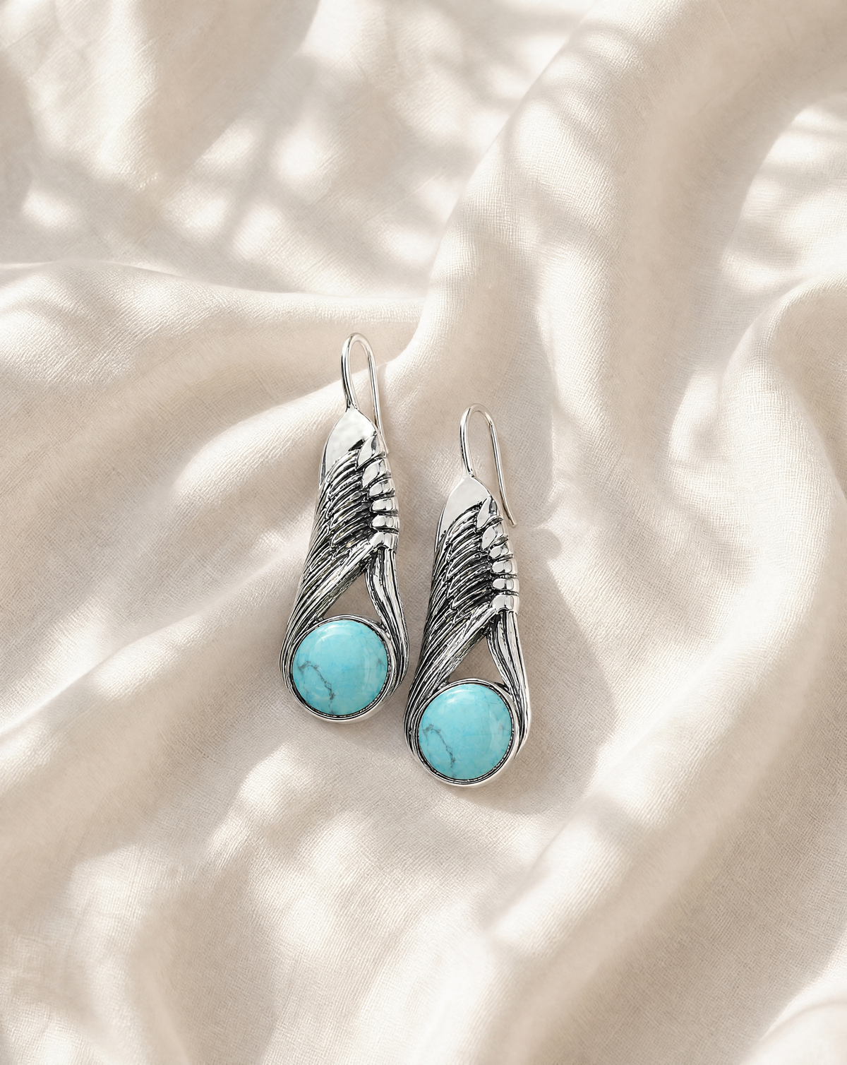 Moonbeams Turquoise Earrings — Silver-3