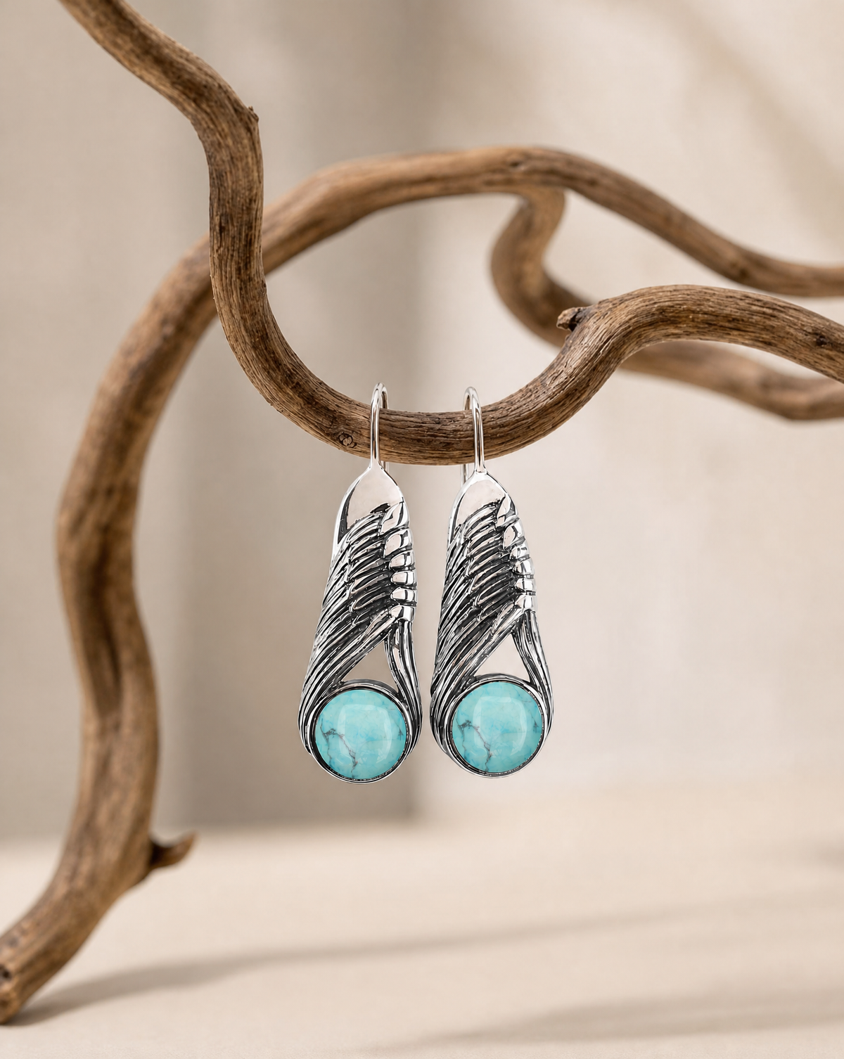 Moonbeams Turquoise Earrings — Silver-4