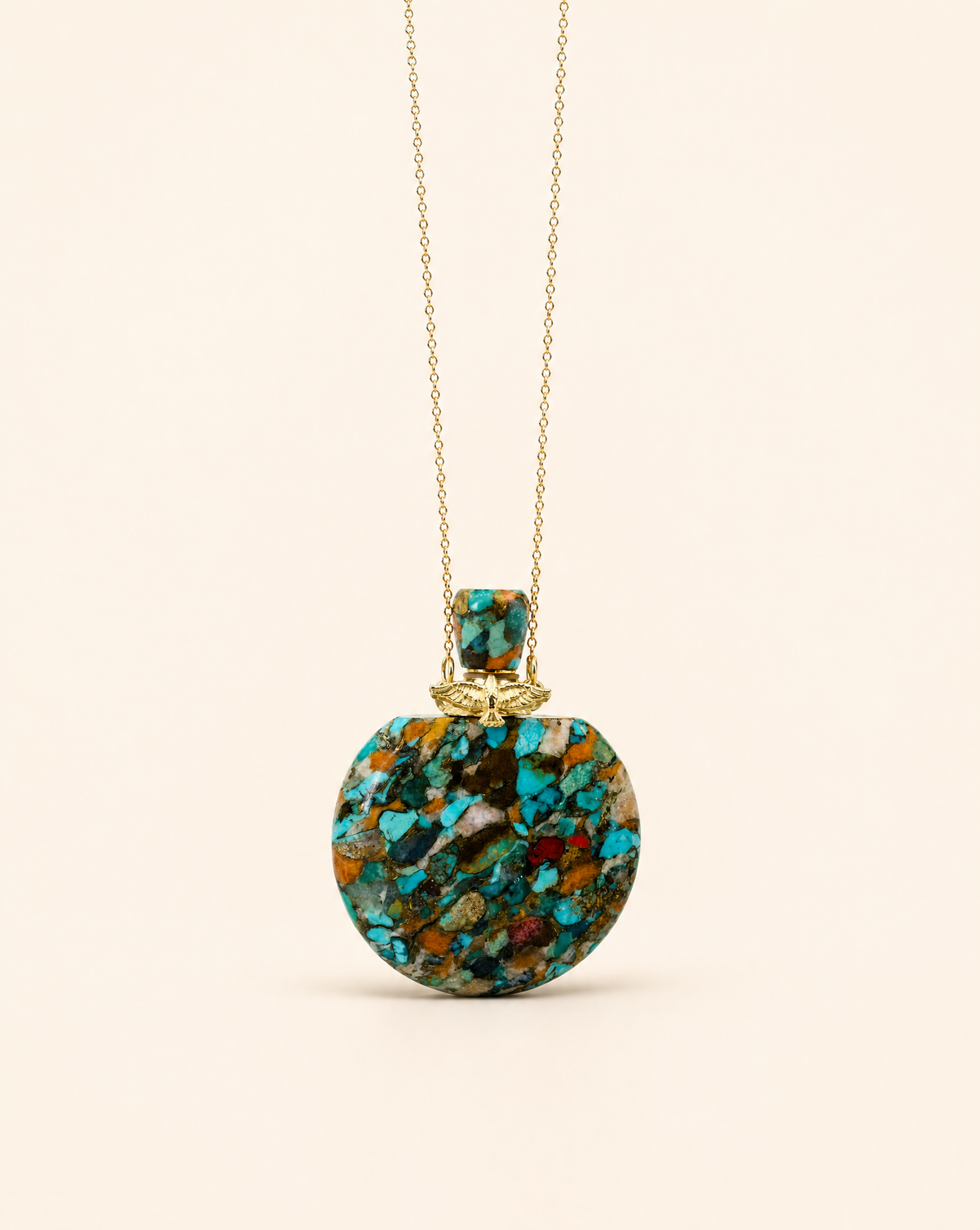 DreamWeaver Potion Bottle Coral Turquoise — Gold