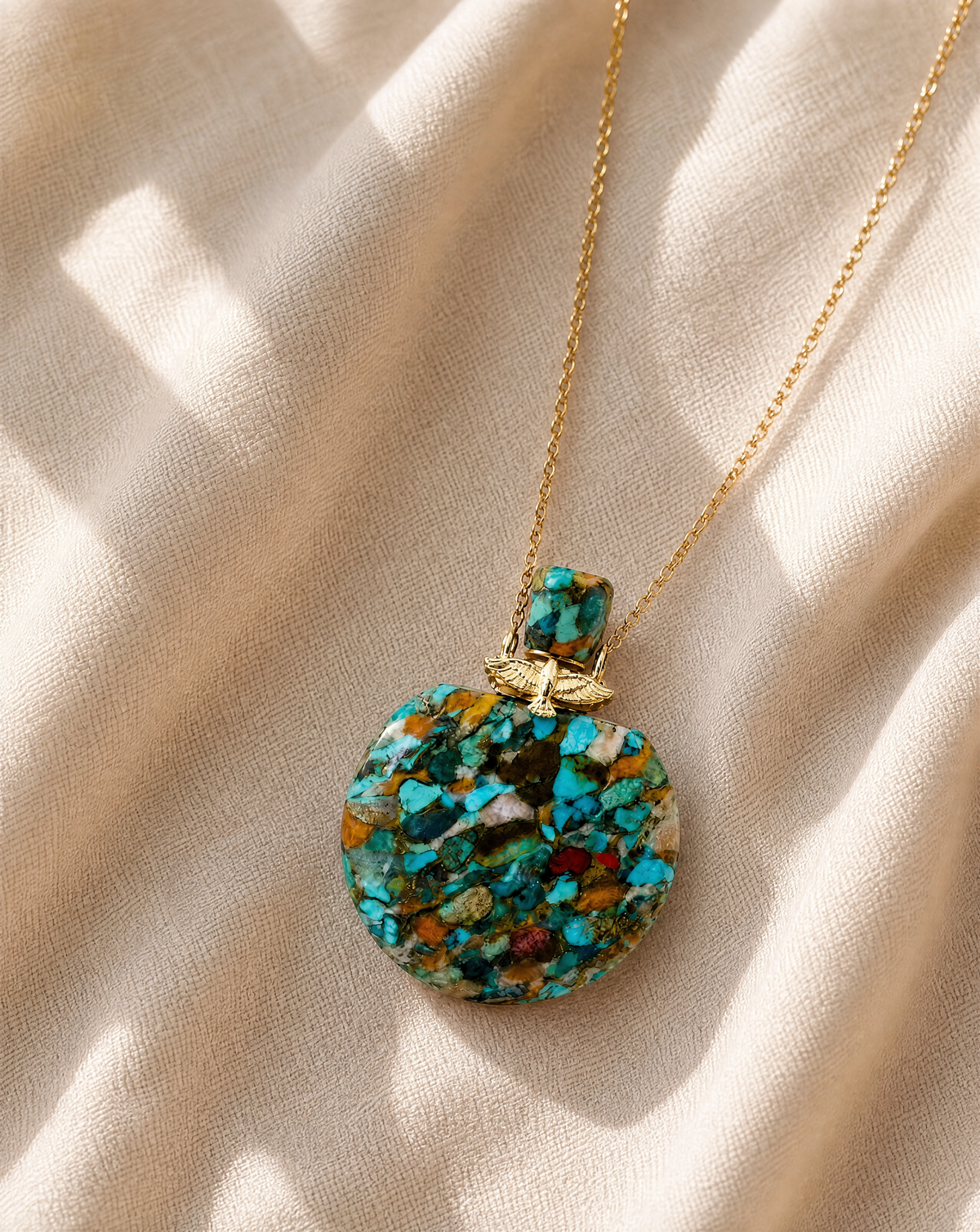 DreamWeaver Potion Bottle Coral Turquoise — Gold