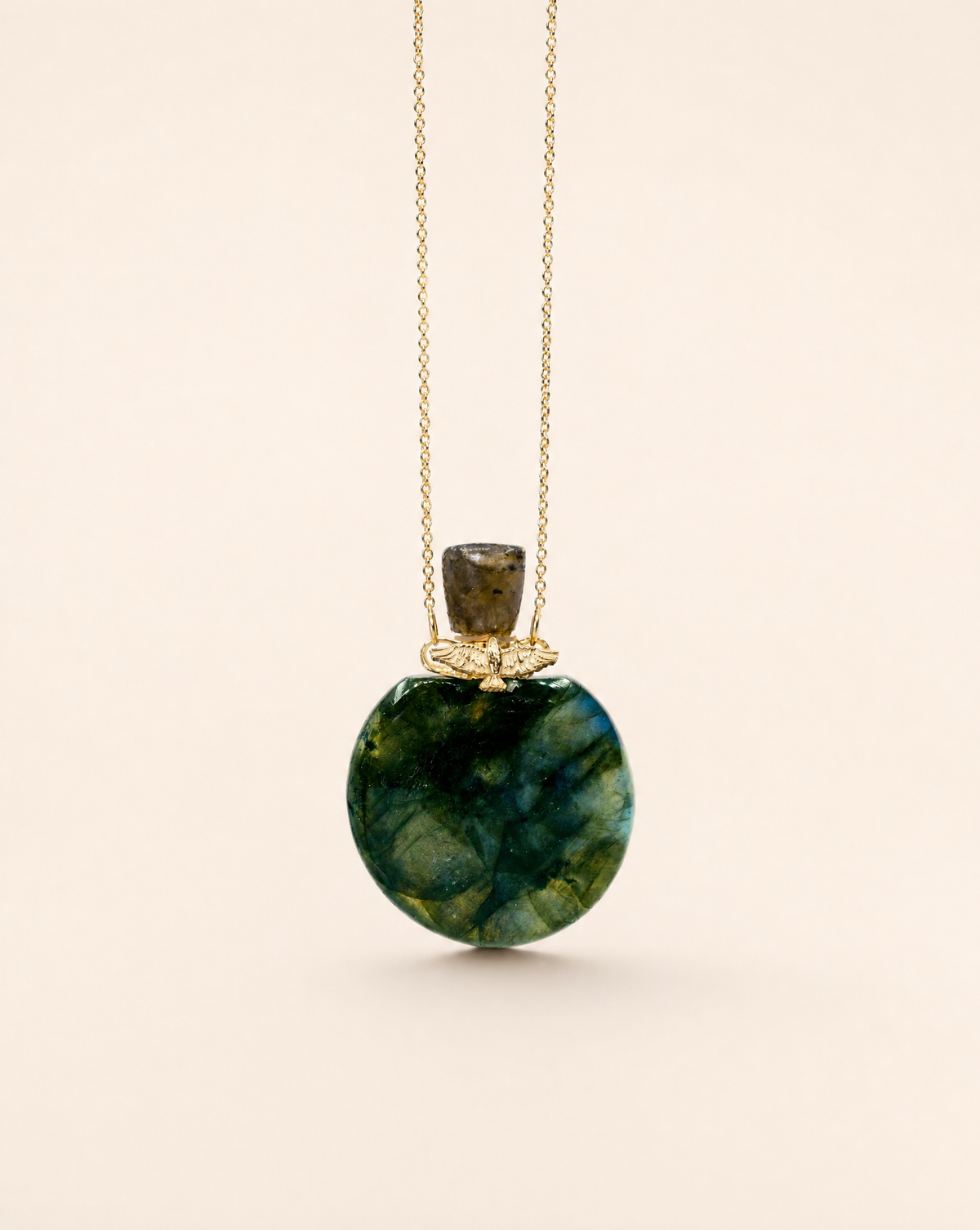 DreamWeaver Potion Bottle Labradorite Pendant — Gold-1