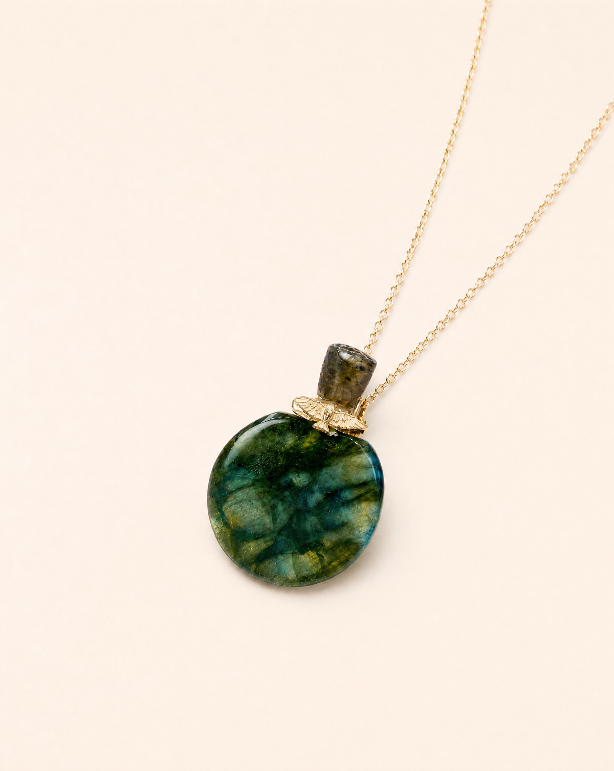 DreamWeaver Potion Bottle Labradorite Pendant — Gold-2