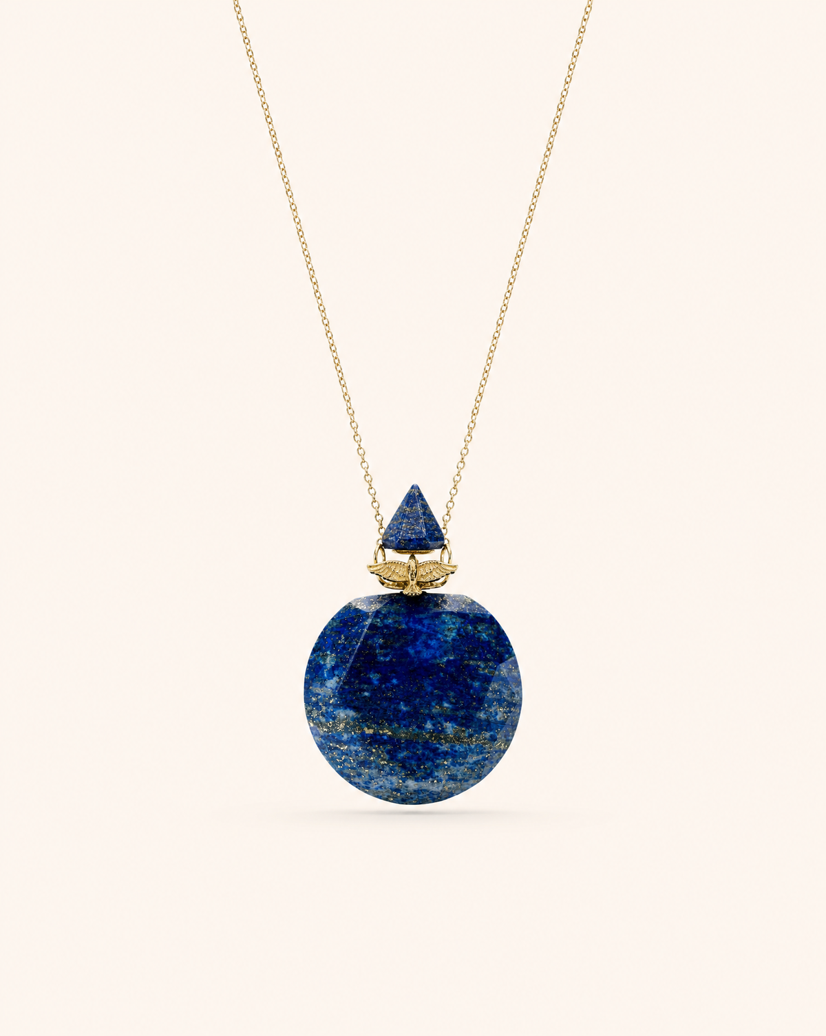 DreamWeaver Potion Bottle Lapis Pendant — Gold
