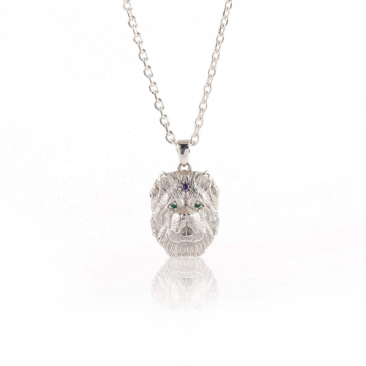 Chow Chow Guardian Pendant — Silver