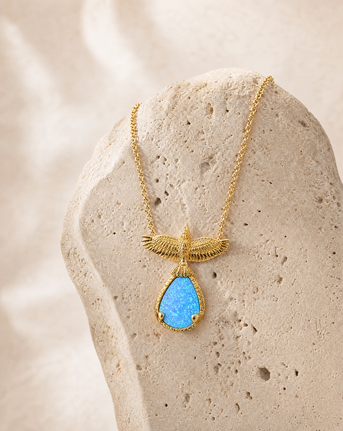 SunDancer Blue Opal Pendant, Gold