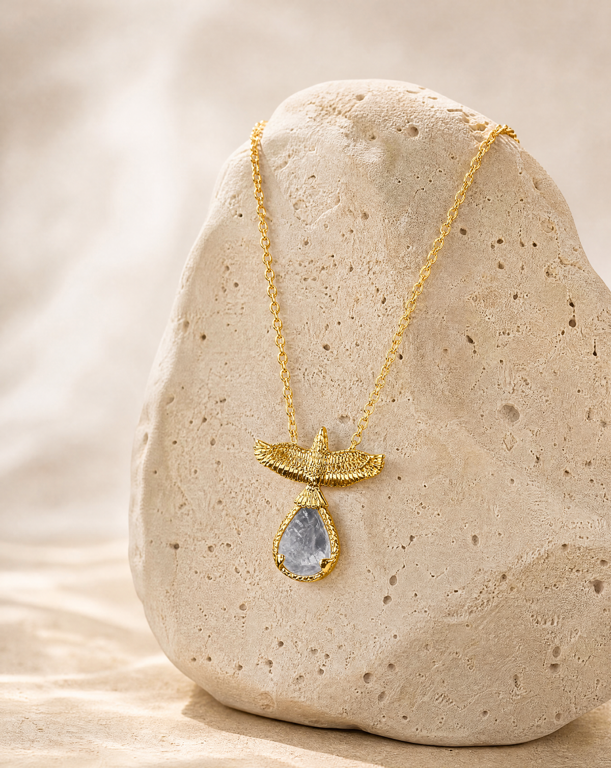 SunDancer Clear Quartz Pendant, Gold