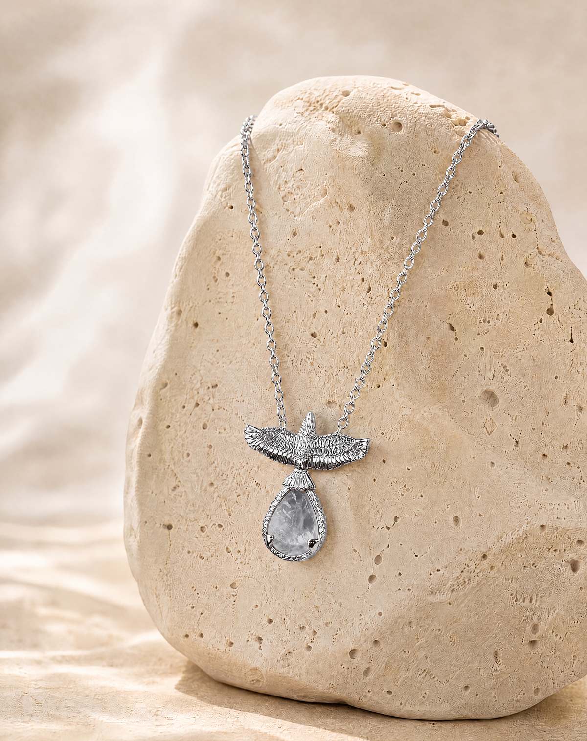 SunDancer Clear Quartz Pendant, Silver