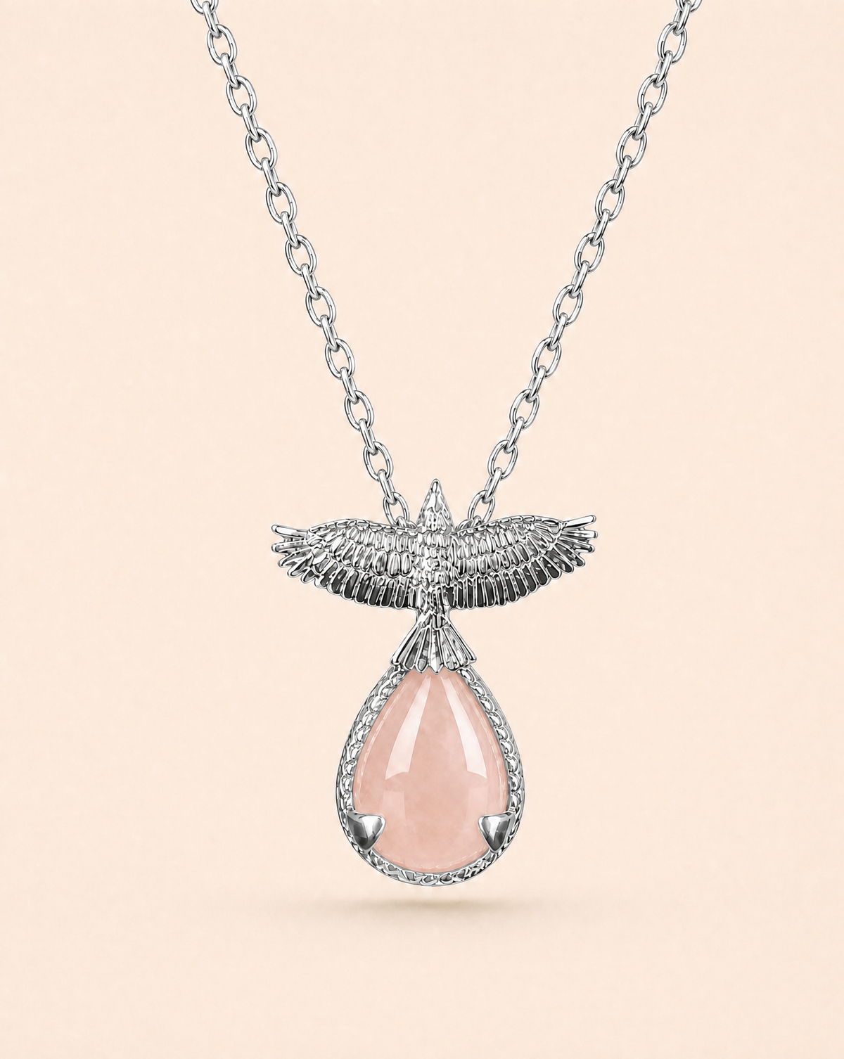 SunDancer Rose Quartz Pendant — Silver