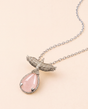SunDancer Rose Quartz Pendant — Silver