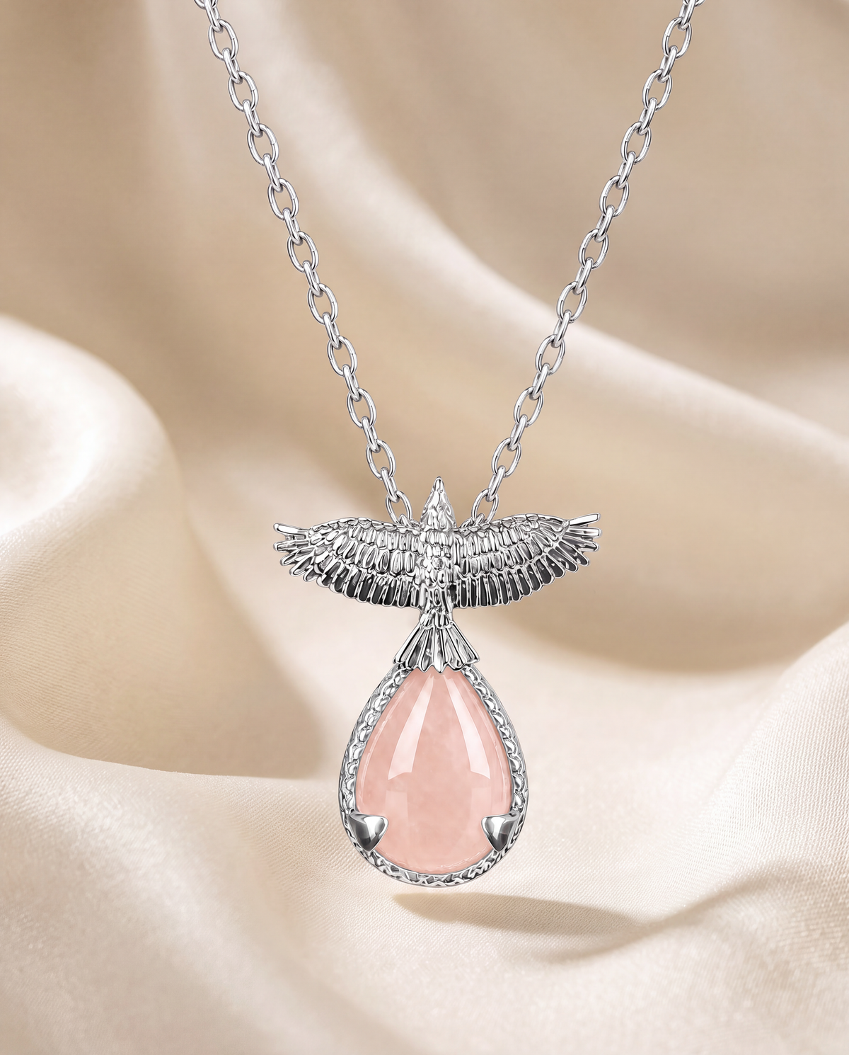 SunDancer Rose Quartz Pendant — Silver