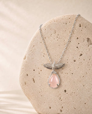SunDancer Rose Quartz Pendant — Silver