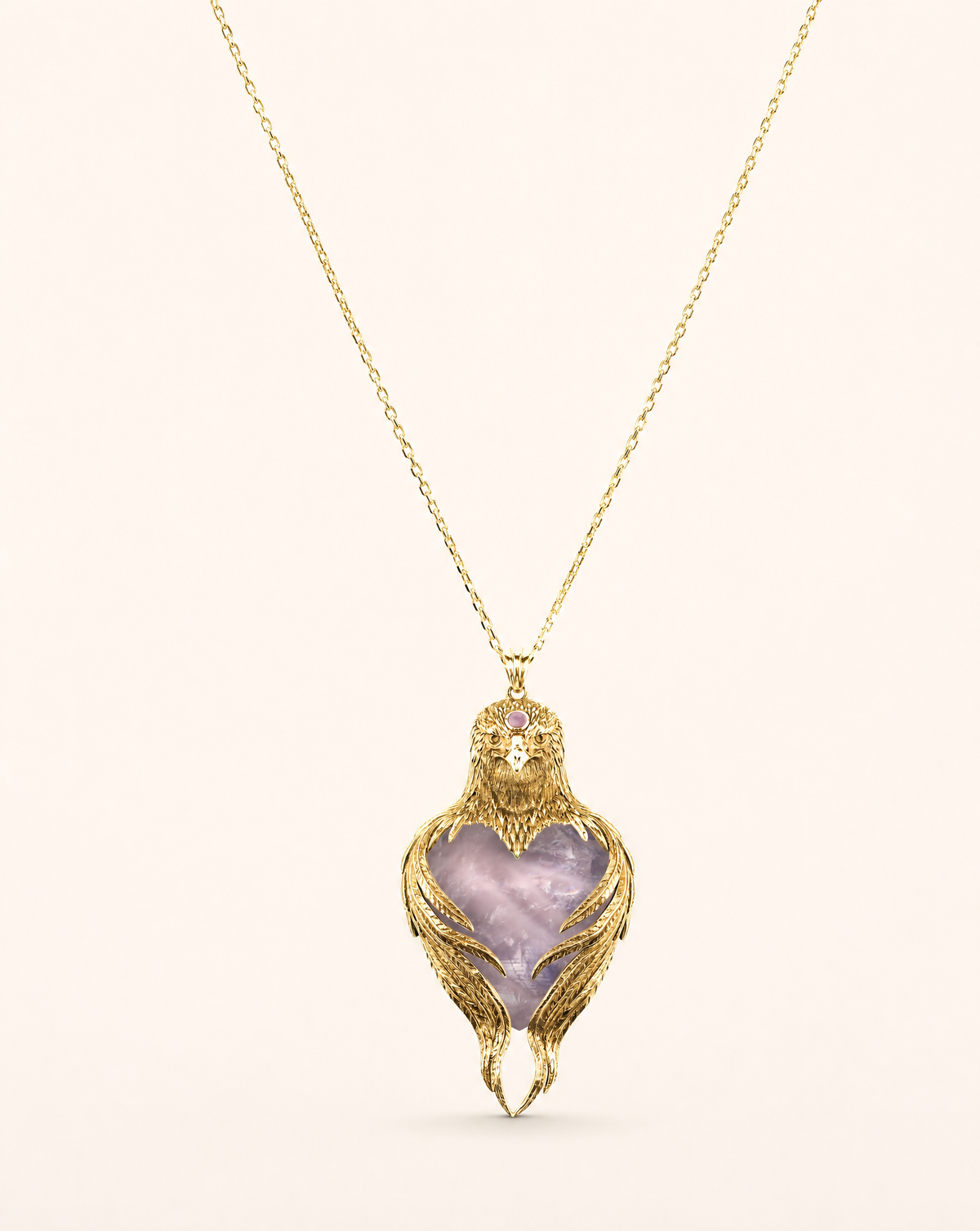 Vision-Nes Rose Quartz Pendant — Gold