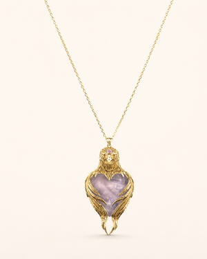 Vision-Nes Rose Quartz Pendant — Gold