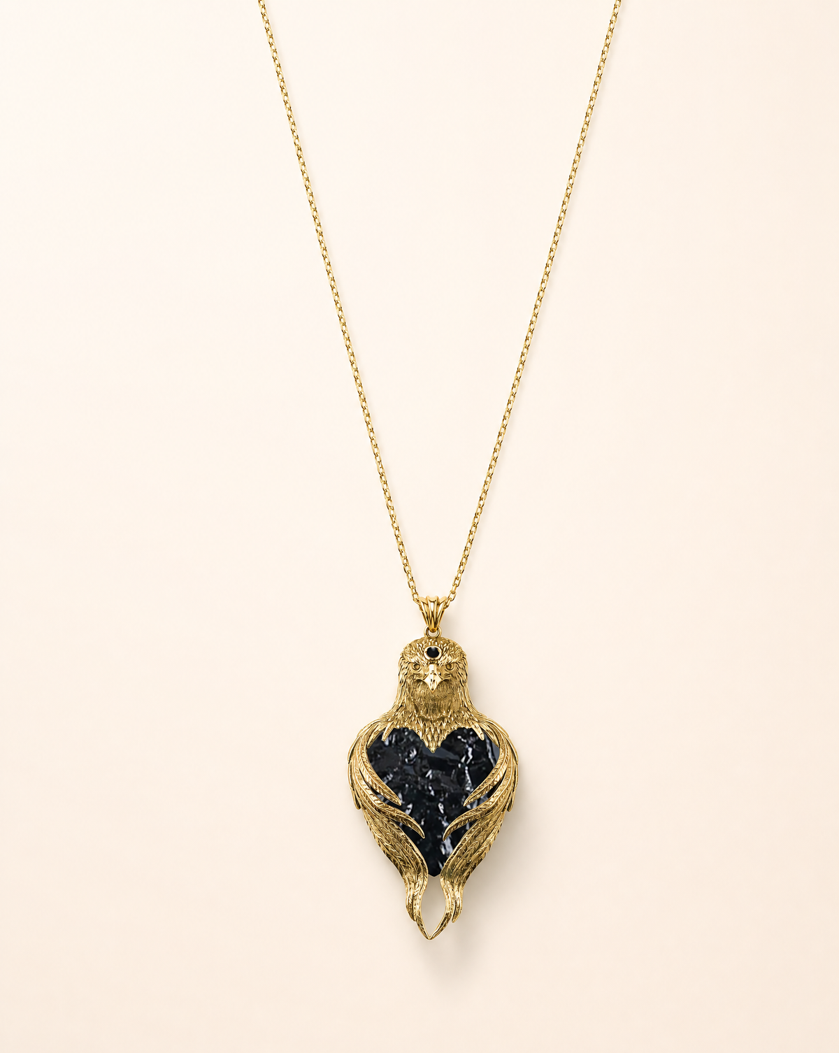 Vision-Nes Black Tourmaline Pendant — Gold