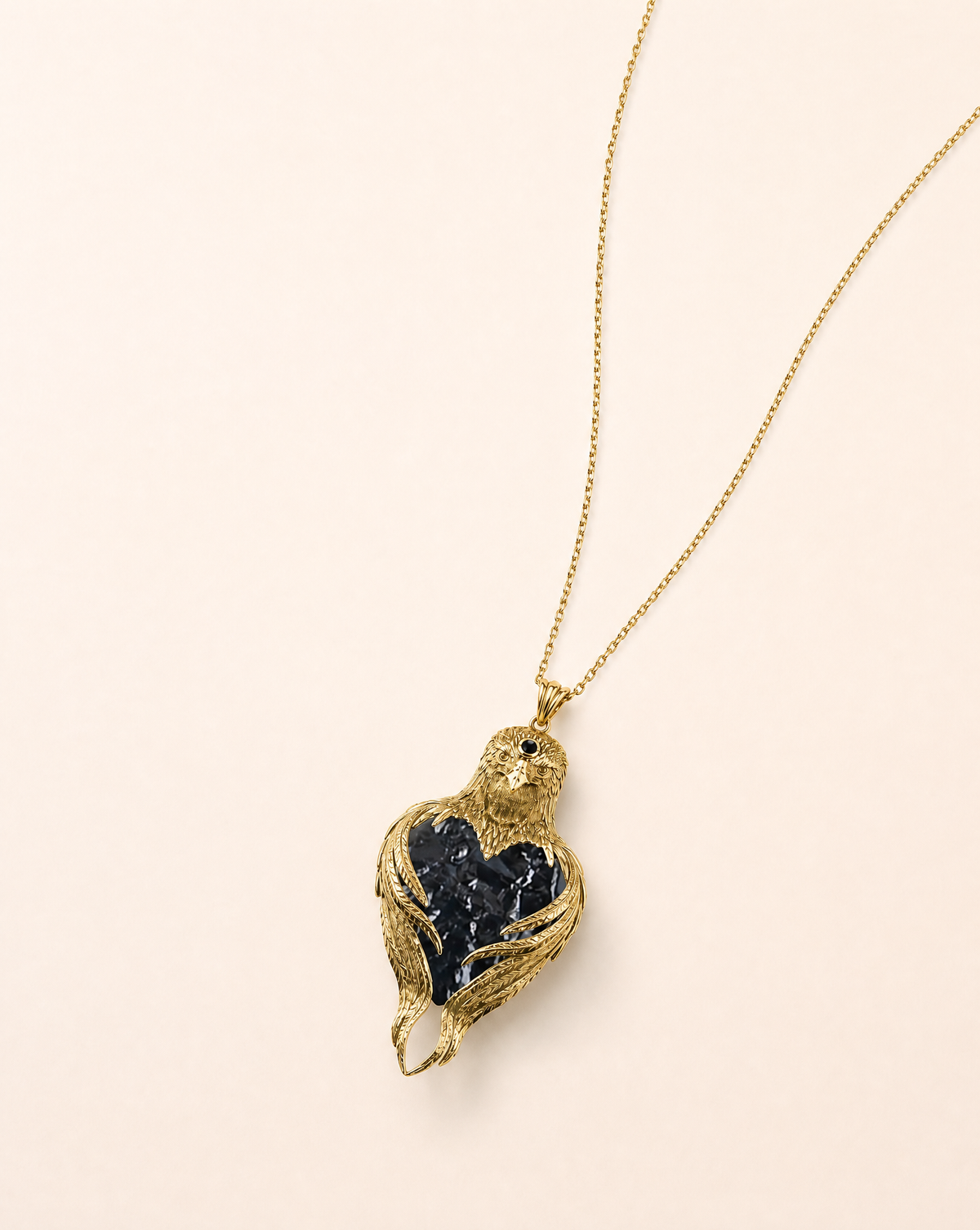 Vision-Nes Black Tourmaline Pendant — Gold