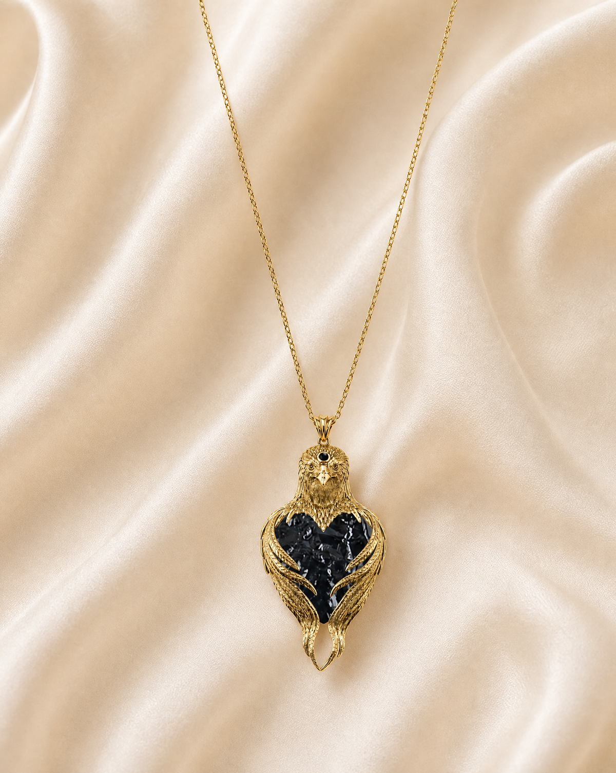 Vision-Nes Black Tourmaline Pendant — Gold