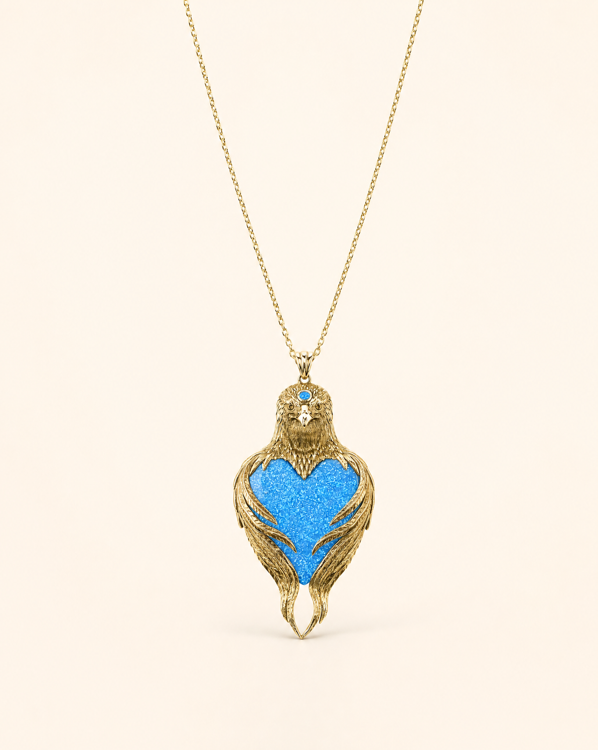Vision-Nes Blue Opal Pendant — Gold