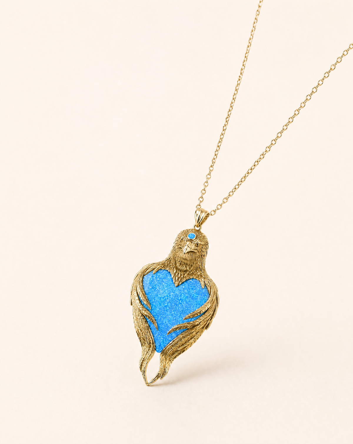 Vision-Nes Blue Opal Pendant — Gold