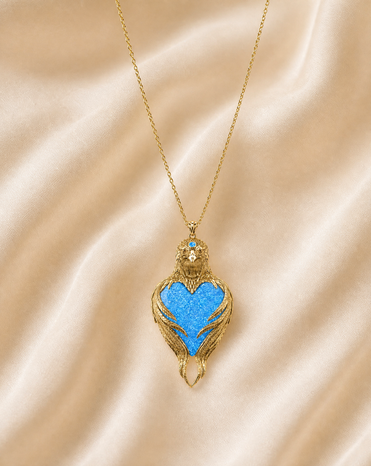 Vision-Nes Blue Opal Pendant — Gold