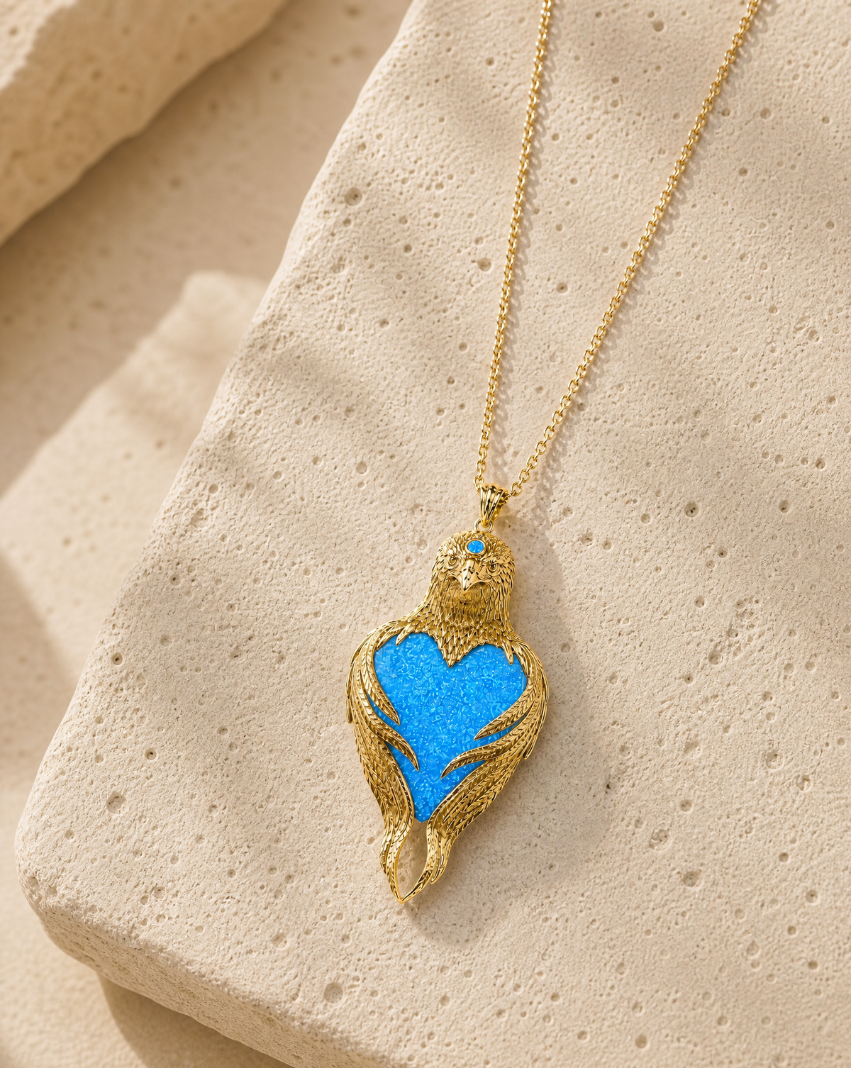 Vision-Nes Blue Opal Pendant — Gold