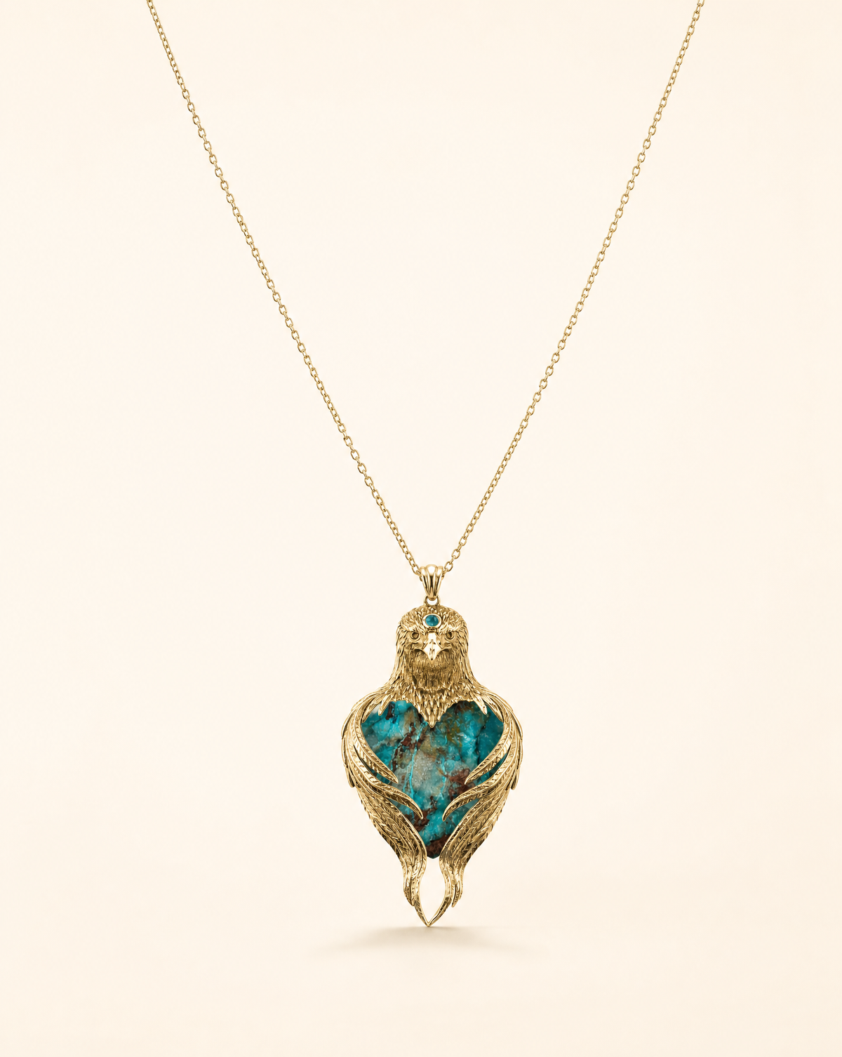 Vision-Nes Chrysocolla Pendant — Gold