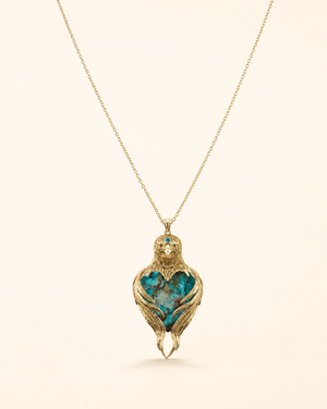 Vision-Nes Chrysocolla Pendant — Gold